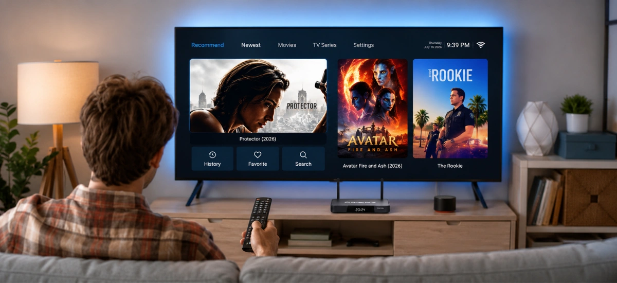 SuperBox S6 Pro Blue VOD platform with thousands of movies and TV series