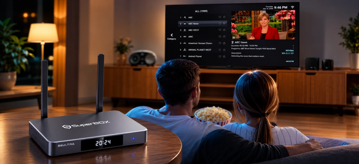 SuperBox S6 Ultra 33 SuperBox S6 Ultra Blue TV streaming app with live channels and sports
