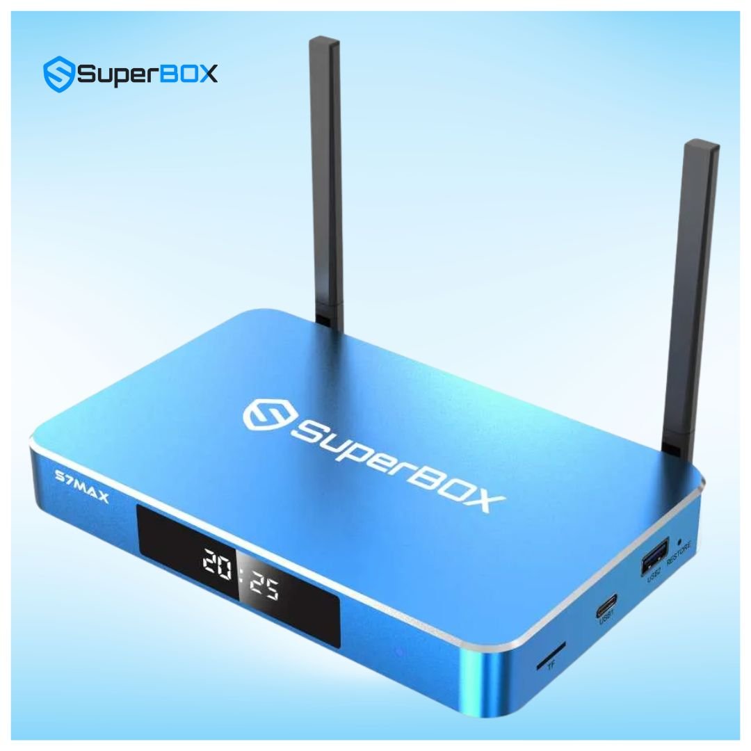 SuperBox S7 Max WiFi 6 Android TV box front left view