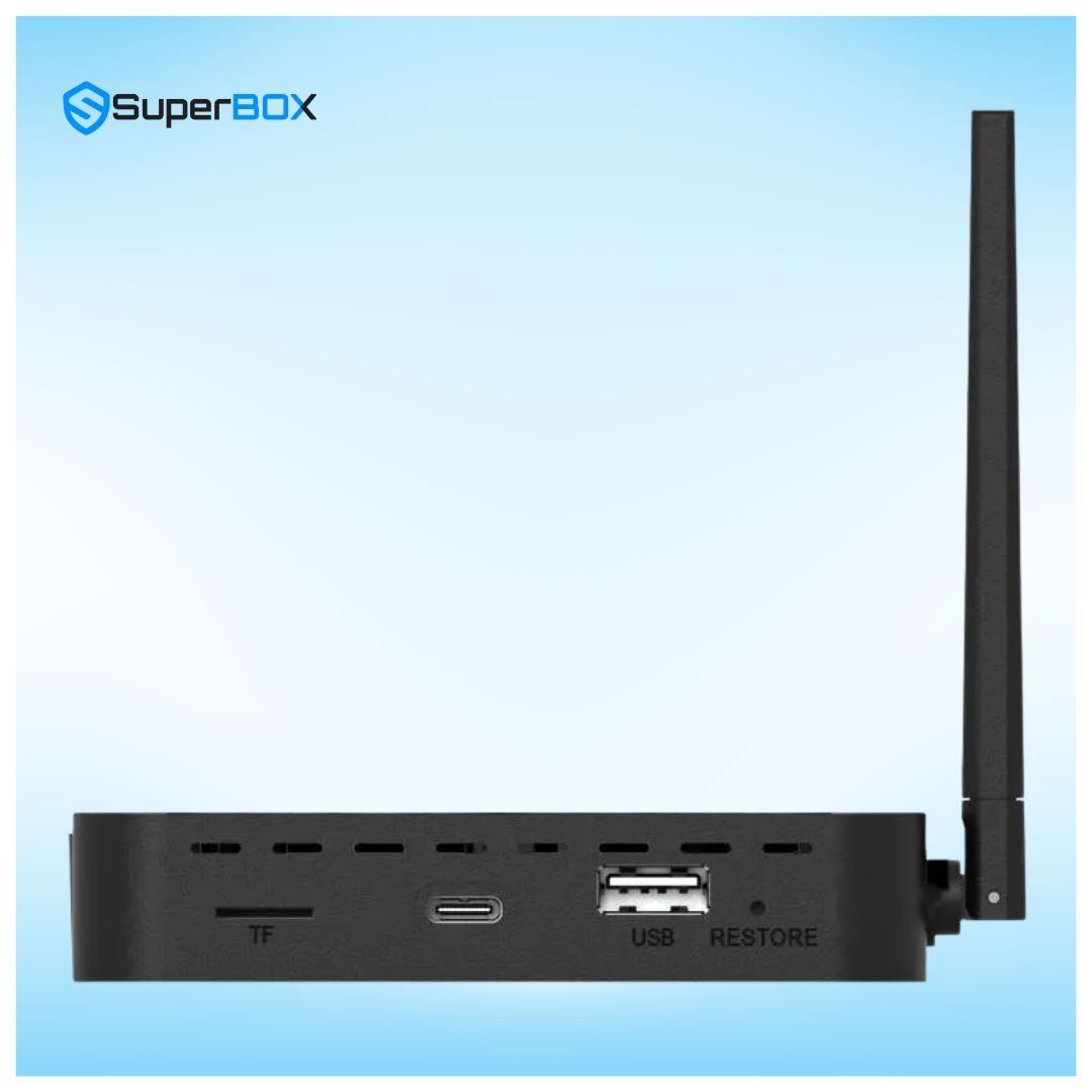 SuperBox S7 Pro USB ports microSD slot and Type C connection