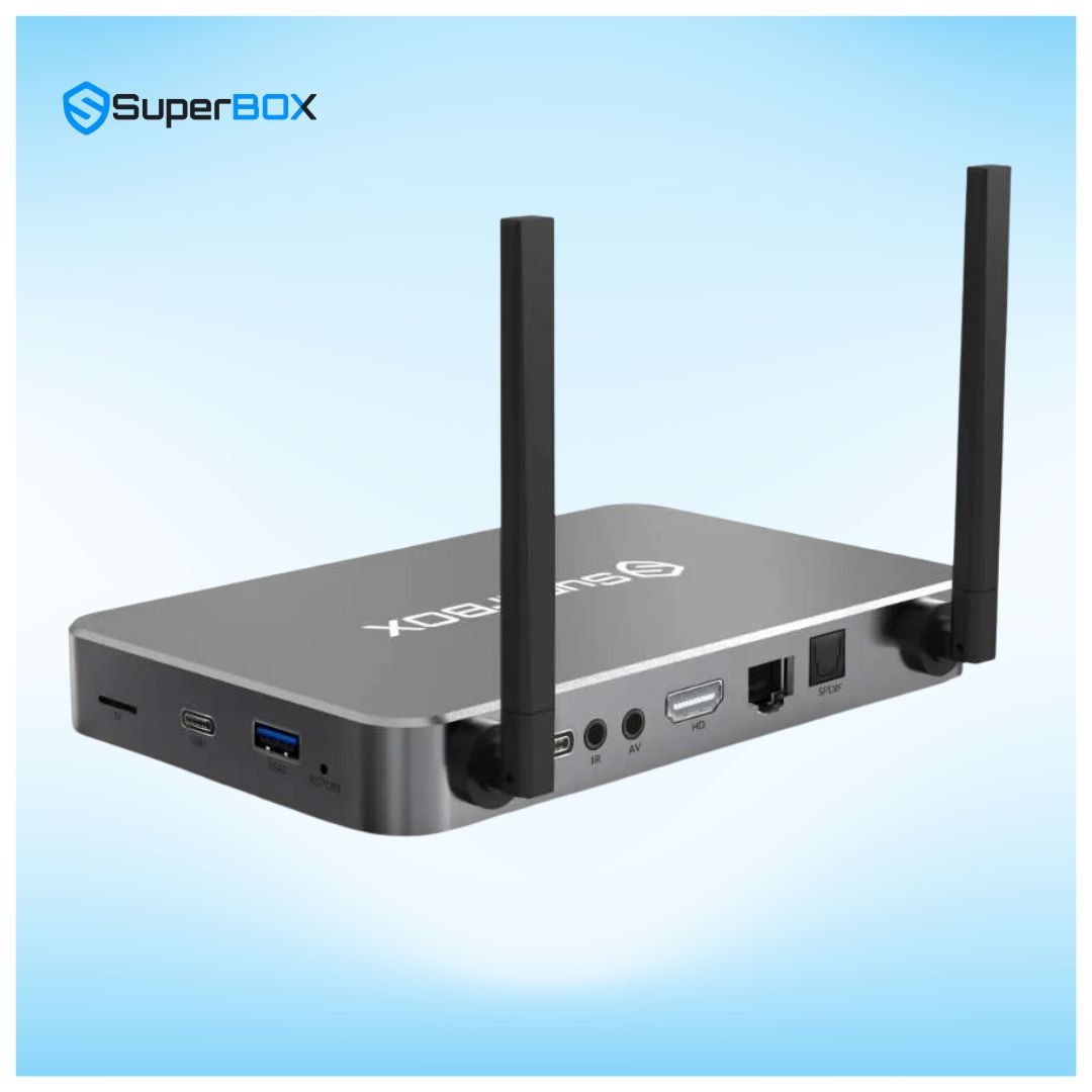 SuperBox S7 Ultra rear connectivity ports including Ethernet HDMI USB and AV output