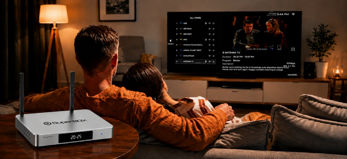 SuperBox Supreme Blue TV app for live television sports and entertainment