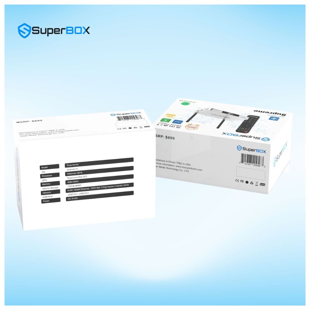 SuperBox Supreme product box and packaging display