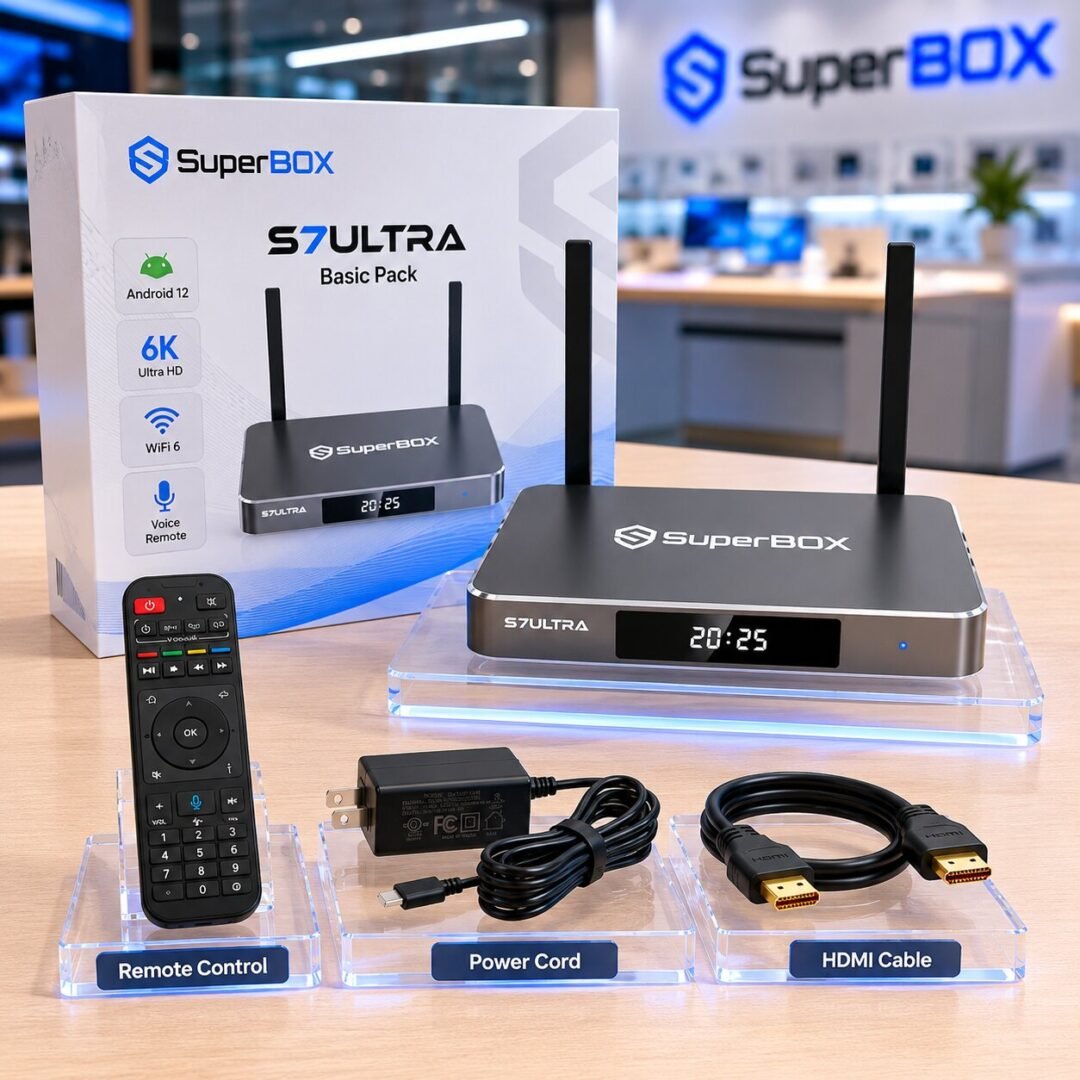 The SuperBox S7 Ultra package is available when purchased at the SuperBox TV Box Store