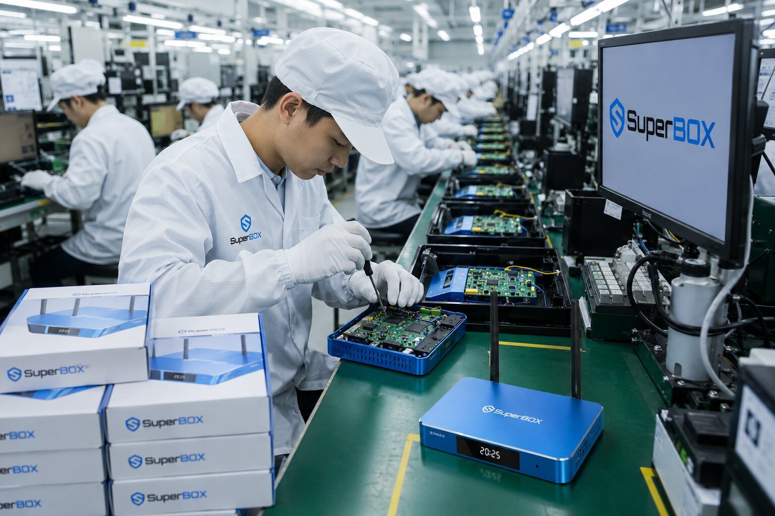 Staffs at the SuperBox TV Box Store 7 Packing Orders