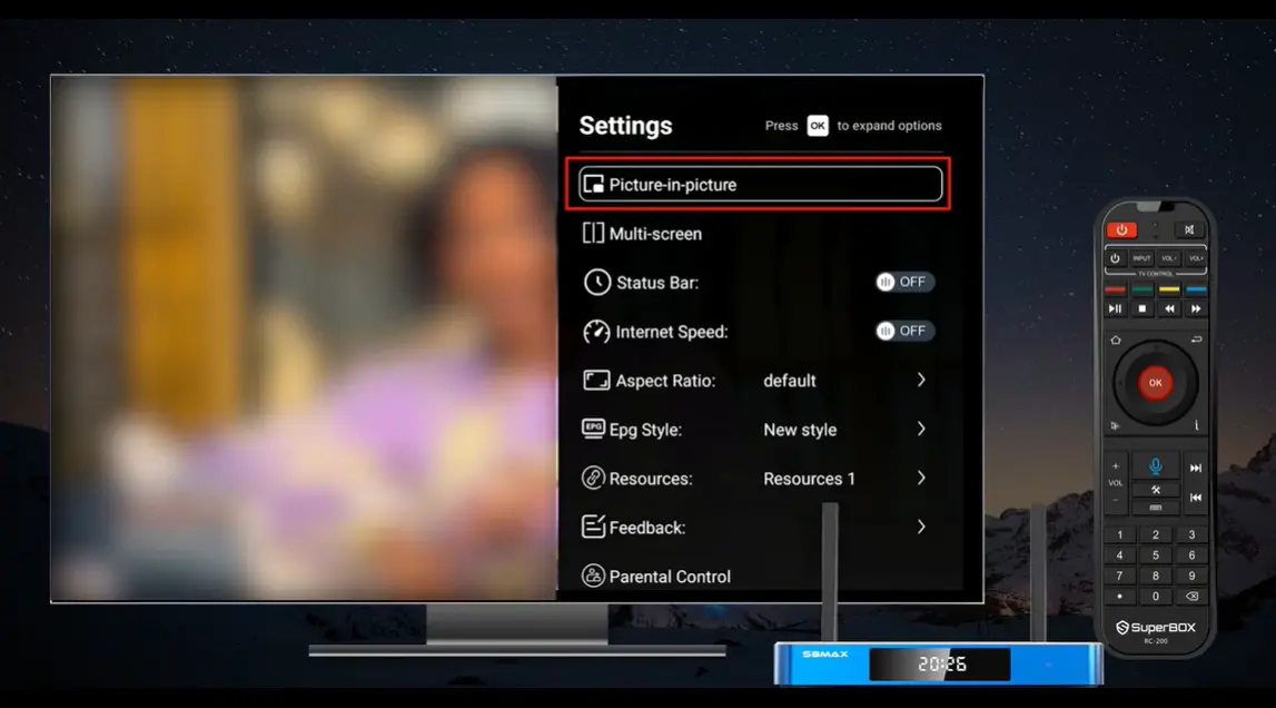 SuperBox S8 Blue TV PiP step 1
