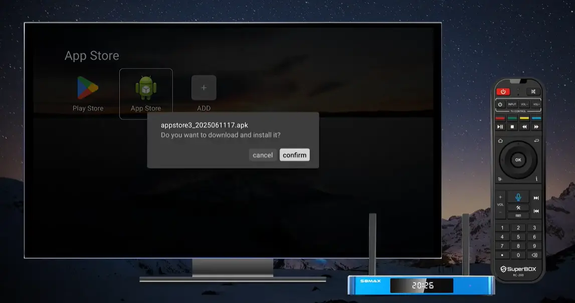 Installing Blue TV from the SuperBox App Store Utility