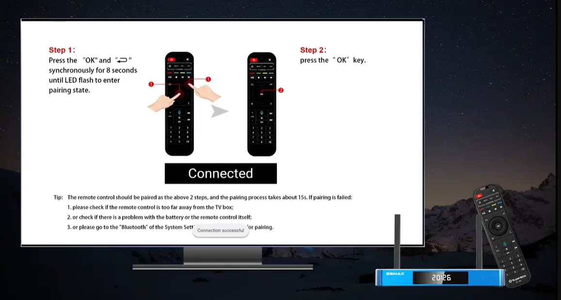 SuperBox S8 Max Unboxing and Setup: A Practical S8 Series Guide 24 SuperBox S8 Max connect voice remote successfully 1