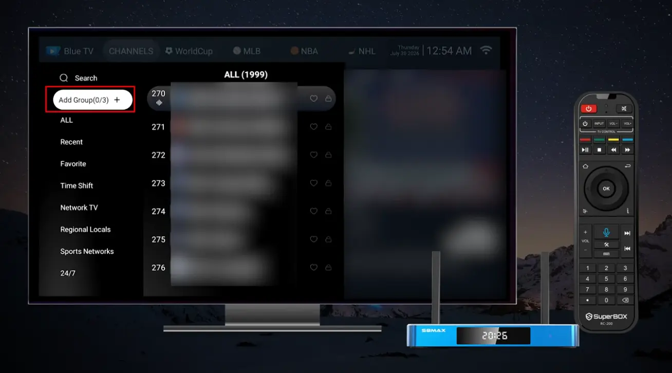 SuperBox S8 blue tv browse channels