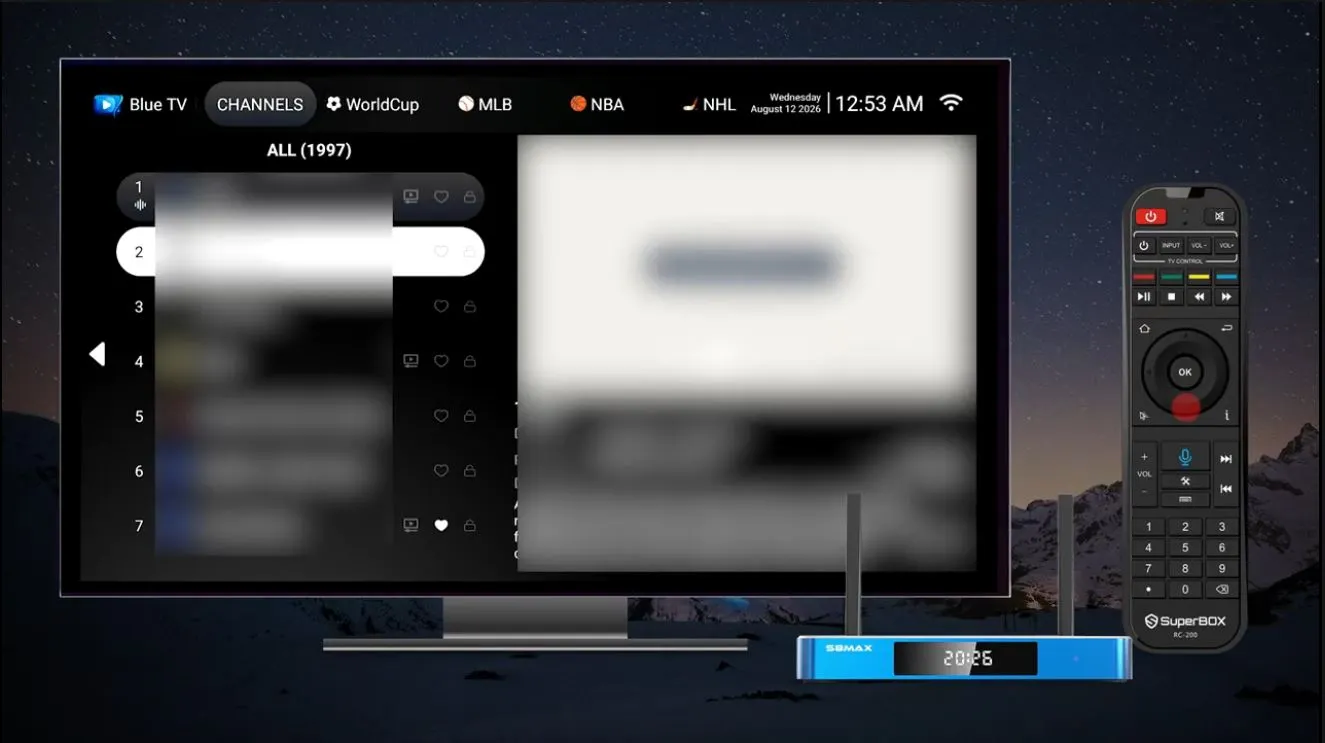 SuperBox S8 blue tv main screen