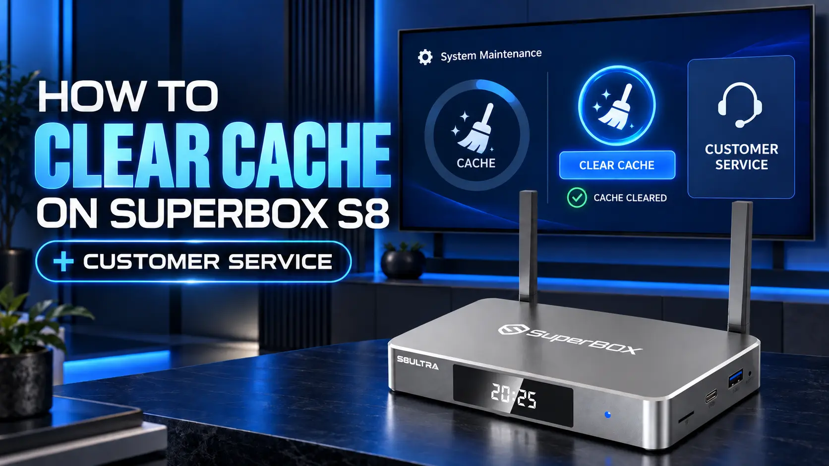 SuperBox S8 clear cache and customer support