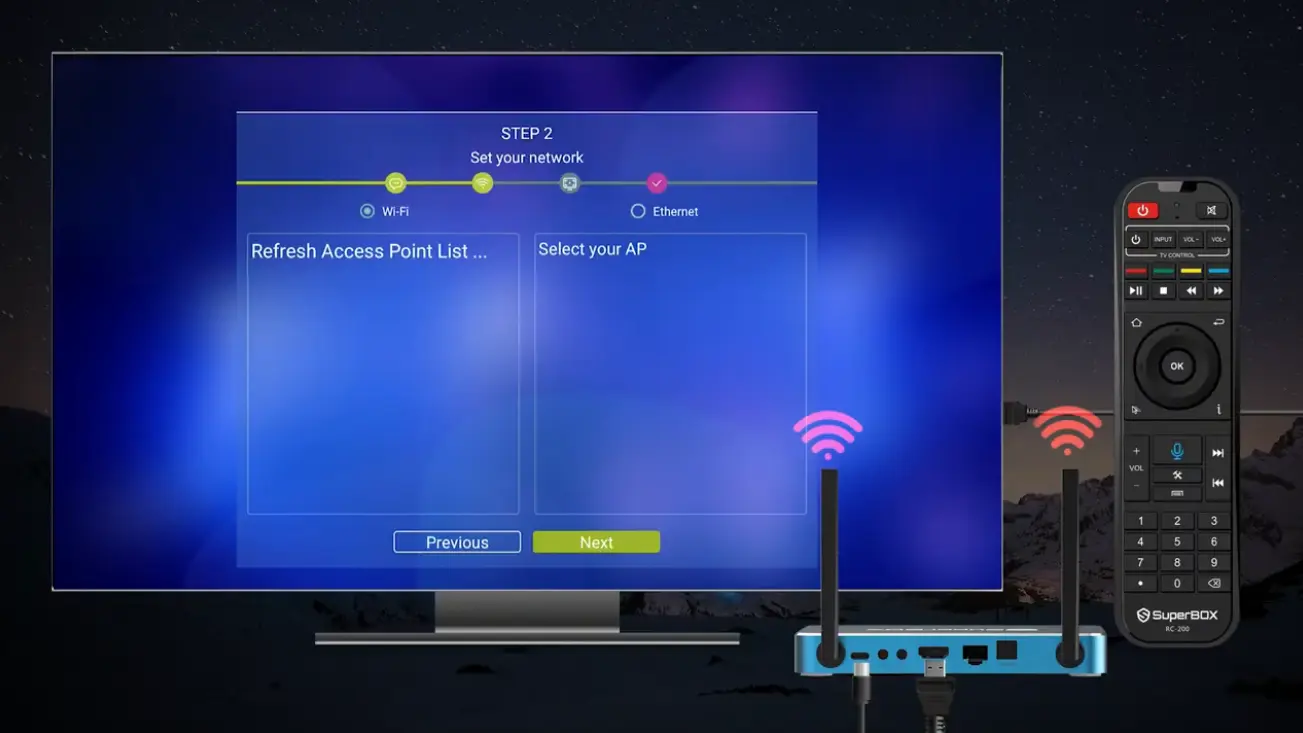 SuperBox S8 connect wifi step 1
