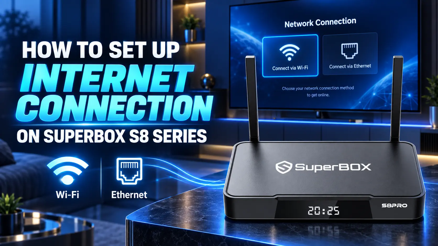 SuperBox S8 wifi and ethernet connect