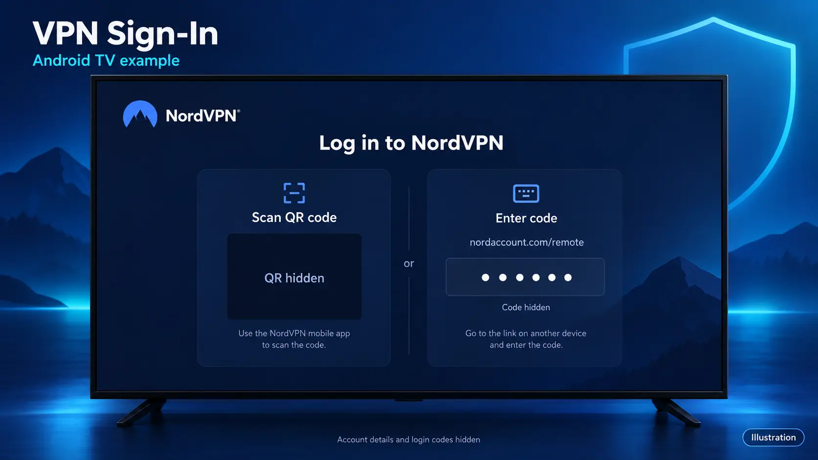 NordVPN Android TV sign in illustration