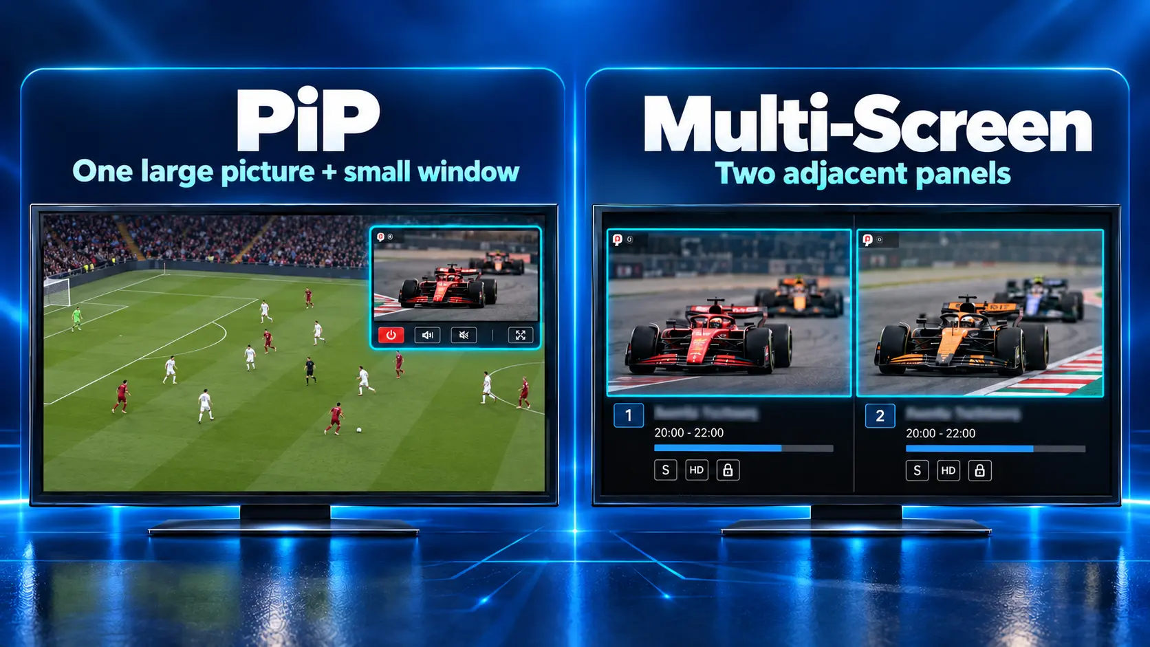 PiP and multi screen sports comparison