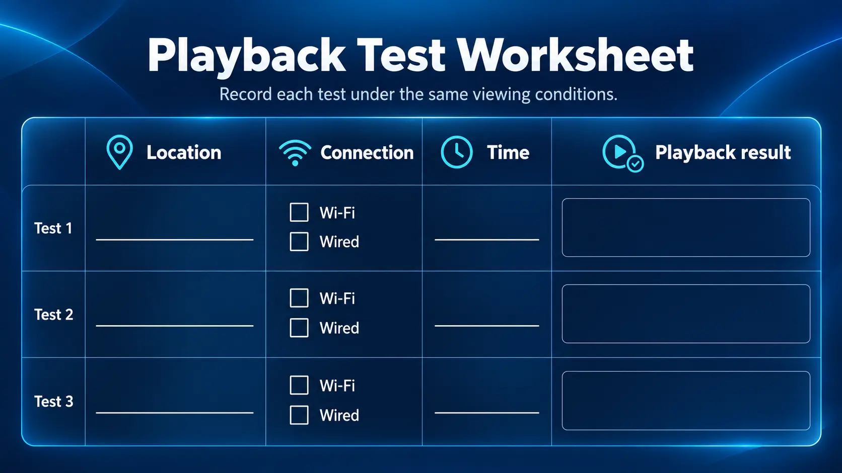 Playback Test Worksheet