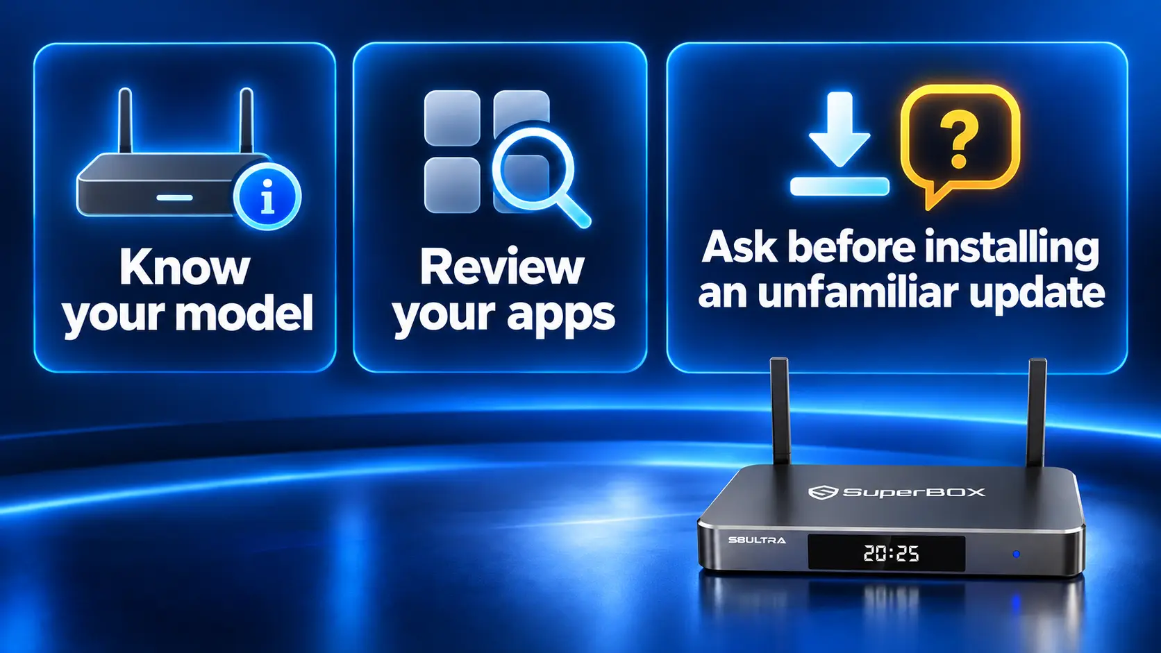 S8 Ultra device below three safety cards