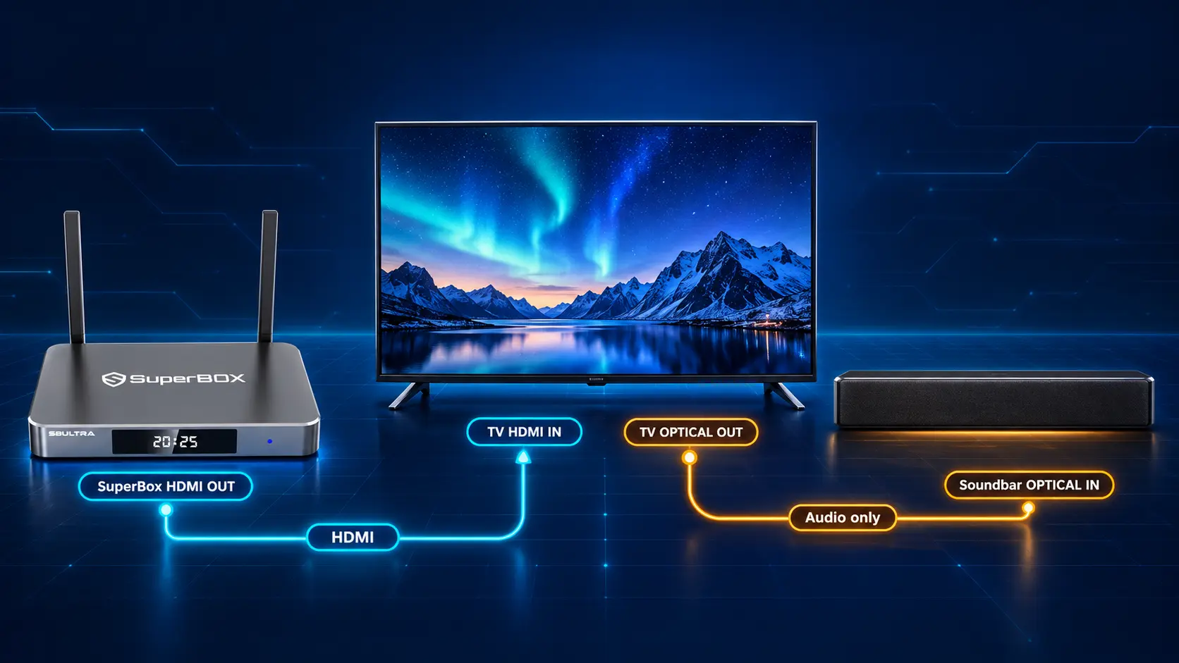 How to Connect SuperBox to a Soundbar or Home Theater System 18 SuperBox S8 Ultra connection diagram