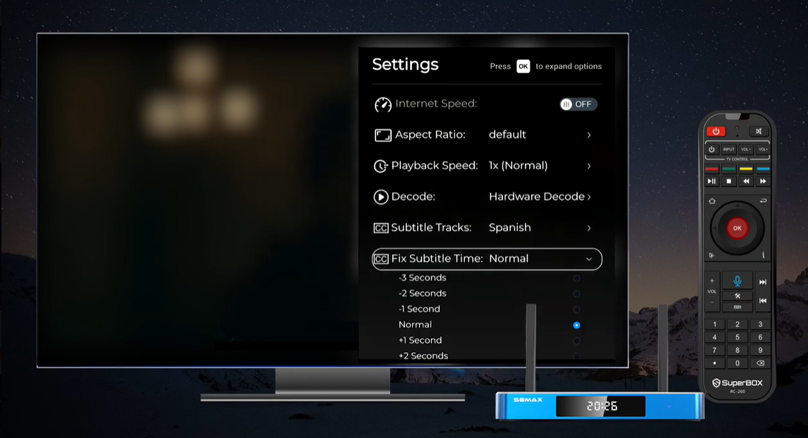 How to Use Blue VOD on SuperBox S8: Search, Watch, Save and Adjust Playback 27 SuperBox S8 blue vod fix subtilte time