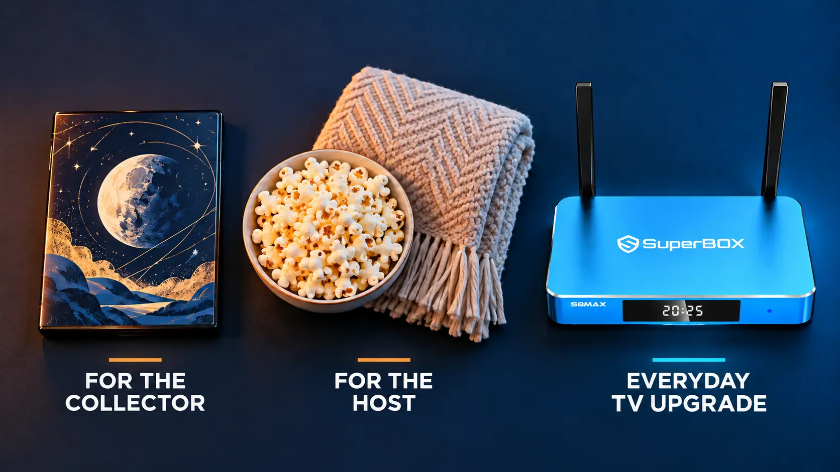 Halloween Gift Ideas for Movie Lovers: Why Consider SuperBox S8 Max? 14 Three gift TV upgrade flat lay